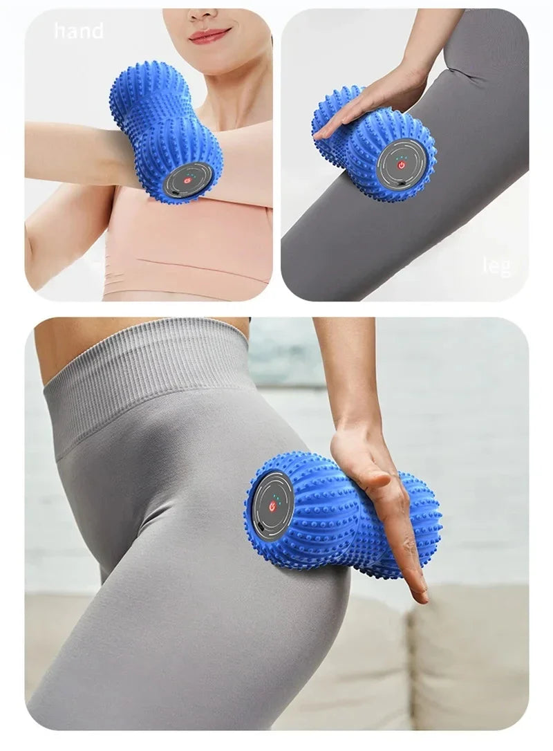 Electric Fascia Fitness Roller Peanut Ball Vibration Massage Shoulder Neck Waist Leg Muscles Relaxation Connect Bluetooth Music