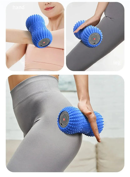 Electric Fascia Fitness Roller Peanut Ball Vibration Massage Shoulder Neck Waist Leg Muscles Relaxation Connect Bluetooth Music