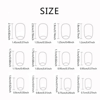 24 pcs short Oval French simple solid color Flash nails +1 nail glue +1 nail file