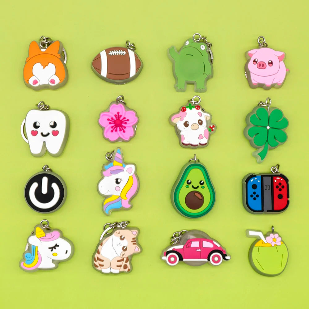 1PCS LED Keychains New Arrival Cute Unicorn Joystick Pig Flower Cat Cow Luminous Keyring Accessories for Car Women Men Key Gifts