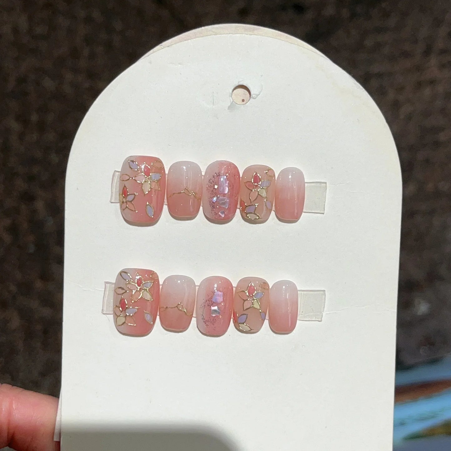 10Pcs French Handmade Press on Nails White Flower Fake Nails Wearable Stick-on Nails Full Cover False Nail Накладные Ногти 네일팁