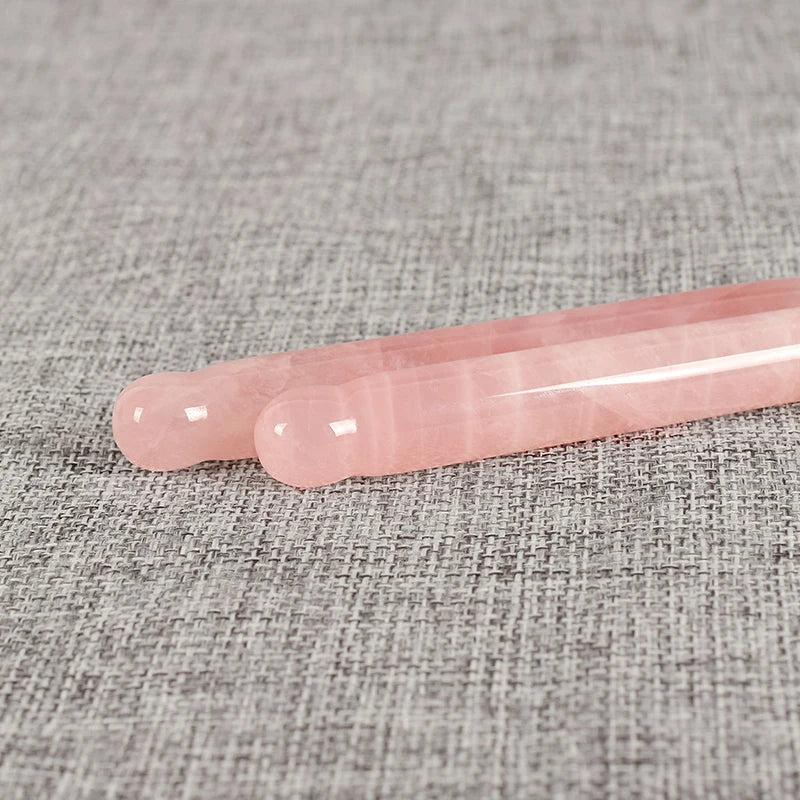 2Pcs Massage Eye Sticker Natural Rose Quartz Face Body Crystal Mineral Stone Massager Health Skin Care Gua Sha Tool Lifting Wand
