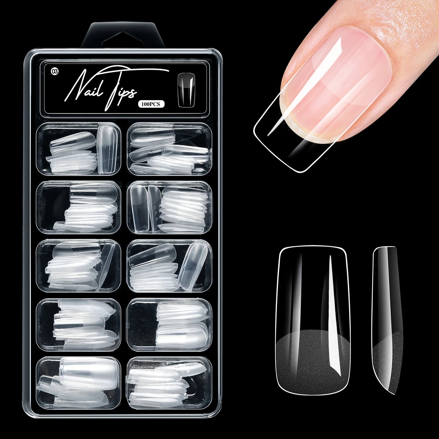 100Pcs Almond Coffin Soft Gel Nails Tips Half-frosted Full Cover Press On Nails Soak Off Gel Nail Extension Tips Capsule