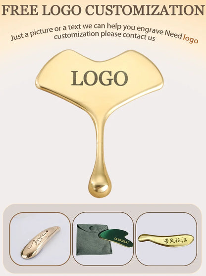 Pure Copper Brass Gua Sha Board Facial Massage Tool Guasha Board for Acupuncture Scraping Massager Tools