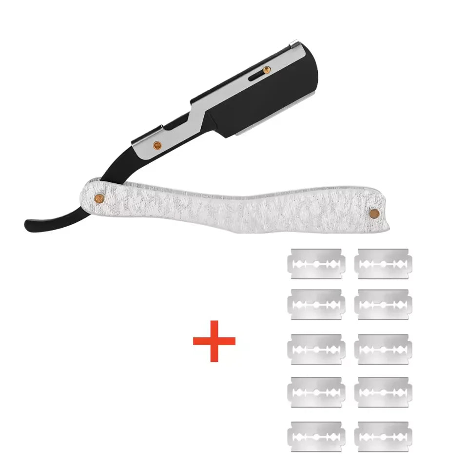Men's Beard Straight Razor, Foldable Hair Blade for Precise Shaving & Facial Contouring, Barber Grooming Tool for Styling