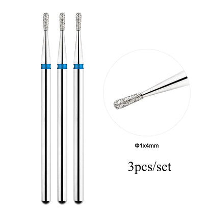 TP 3pcs/set Flame Diamond Nail Drill Bits 3/32'' Russian Electric File Bits Milling Cutter for Manicure Cuticle Remove Nail Tool