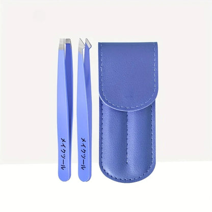 2pcs Professional Stainless Steel Eyebrow Tweezers Heavy-Duty Precision Tip for Eyebrow Grafting, Lash Application Gifts