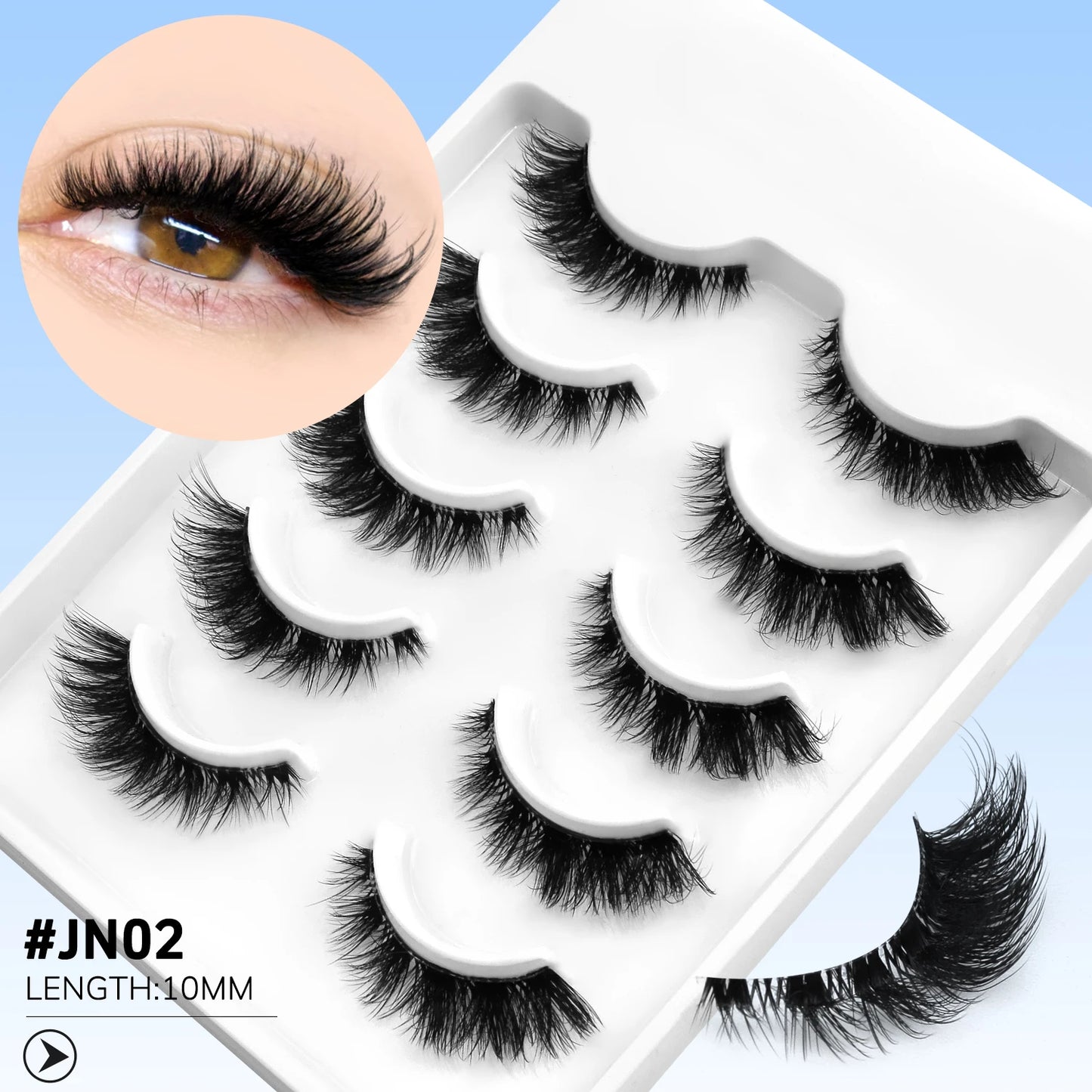 LASVIREY Cat Eye Lashes Natural Fluffy False Eyelashes Soft Wispy Natural Long Faux Mink Lashes Clear Band Lashes Extension