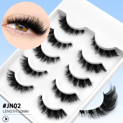 LASVIREY Cat Eye Lashes Natural Fluffy False Eyelashes Soft Wispy Natural Long Faux Mink Lashes Clear Band Lashes Extension