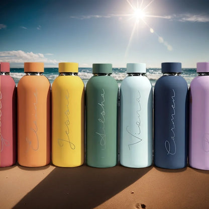 Personalized Carving Text SUS304 Insulated Water Bottle Customized Name Keep Hot Cold Drinks Bottle Perfect for Travel Gifts