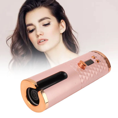 Cordless Automatic Hair Curler Fast Heating USB Rechargeable Portable Curling Wand with Digital Display for Hair Styling
