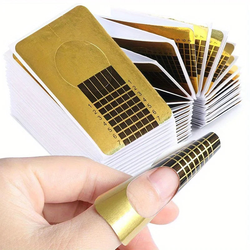 100 pieces square gold nail paper holders phototherapy nail crystal nail extension paper holders