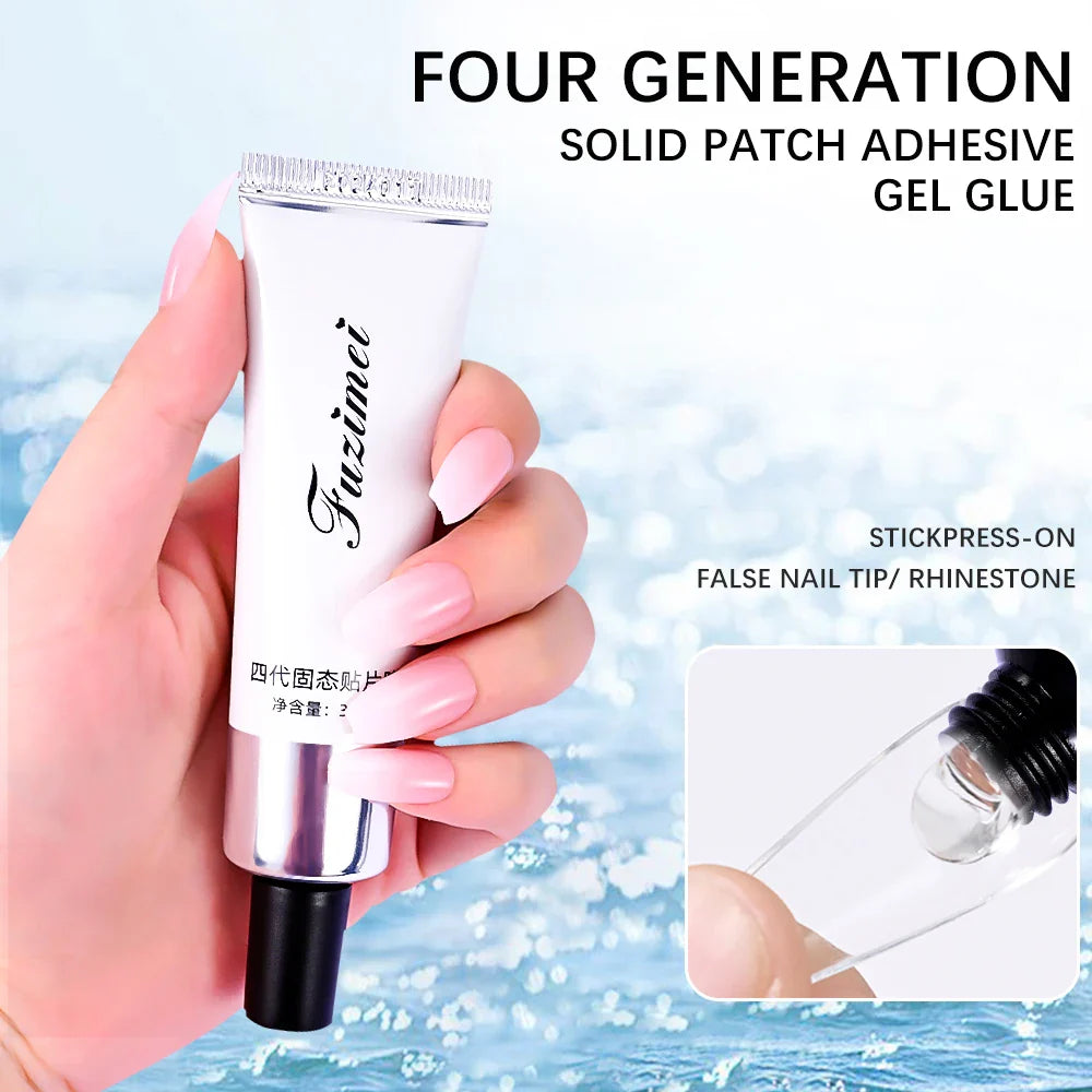 30g Solid Patch Easy Stick Nail Tips Gel Strong-Adhesive Nail Extension Gel Clear Soak Off UV LED Nail Tips/Rhinestone Gel