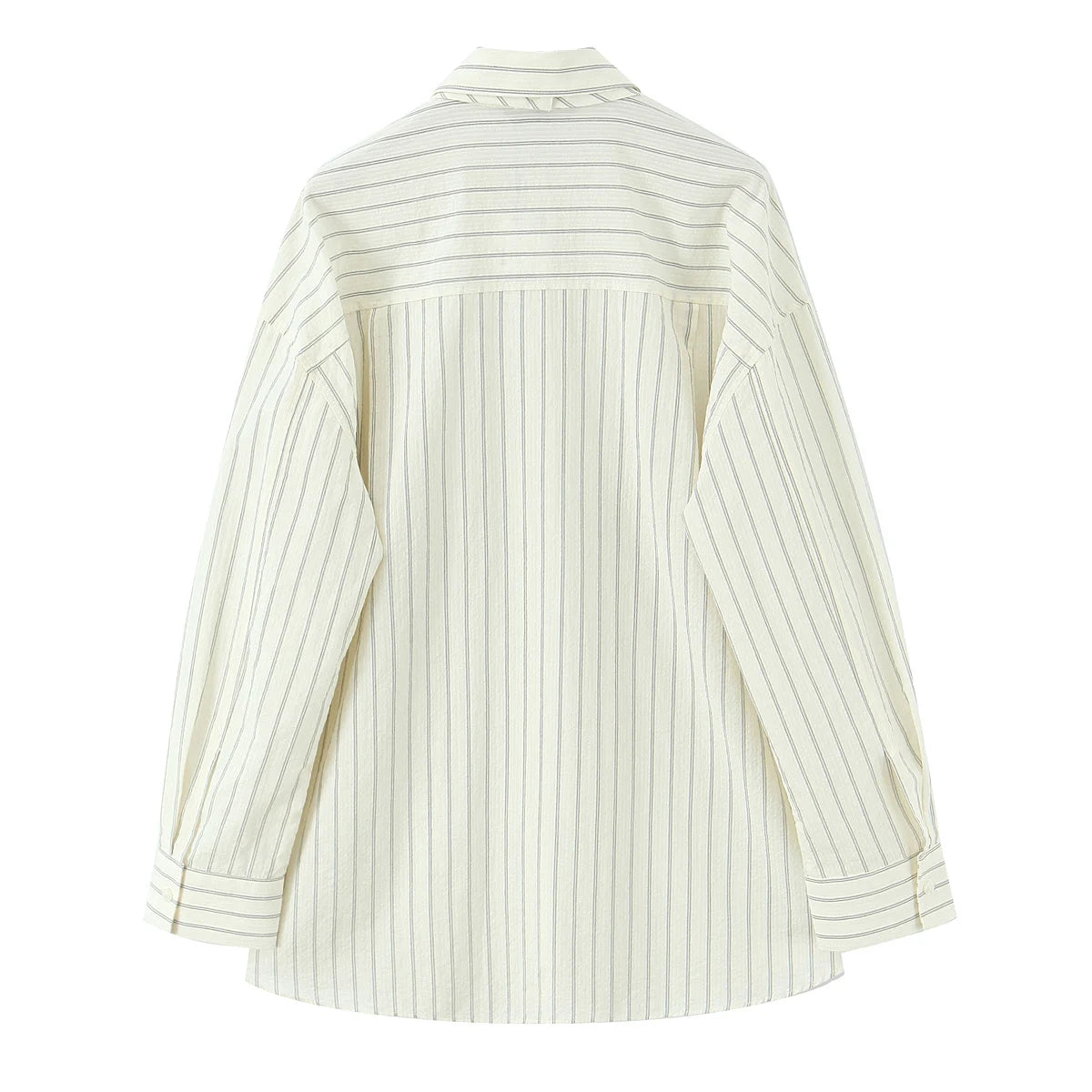 2025 autumn new women's casual fashion temperament loose versatile striped tie lapel long-sleeved shirt top