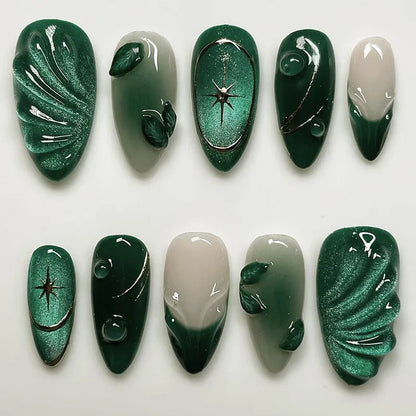 24Pcs Pink Almond False Nails Sweet Summer Fake Nail Cute Flowers Pearl Nails Press Ons Colorful Monet Press on Nails for Girls