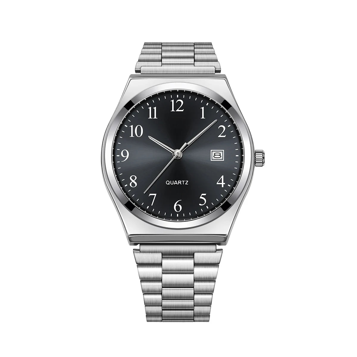 LUCKY FOX - Stylish & Minimalist Stainless Steel Wristwatch with Black Dial - Precise Timekeeping for Everyday