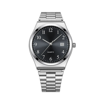 LUCKY FOX - Stylish & Minimalist Stainless Steel Wristwatch with Black Dial - Precise Timekeeping for Everyday