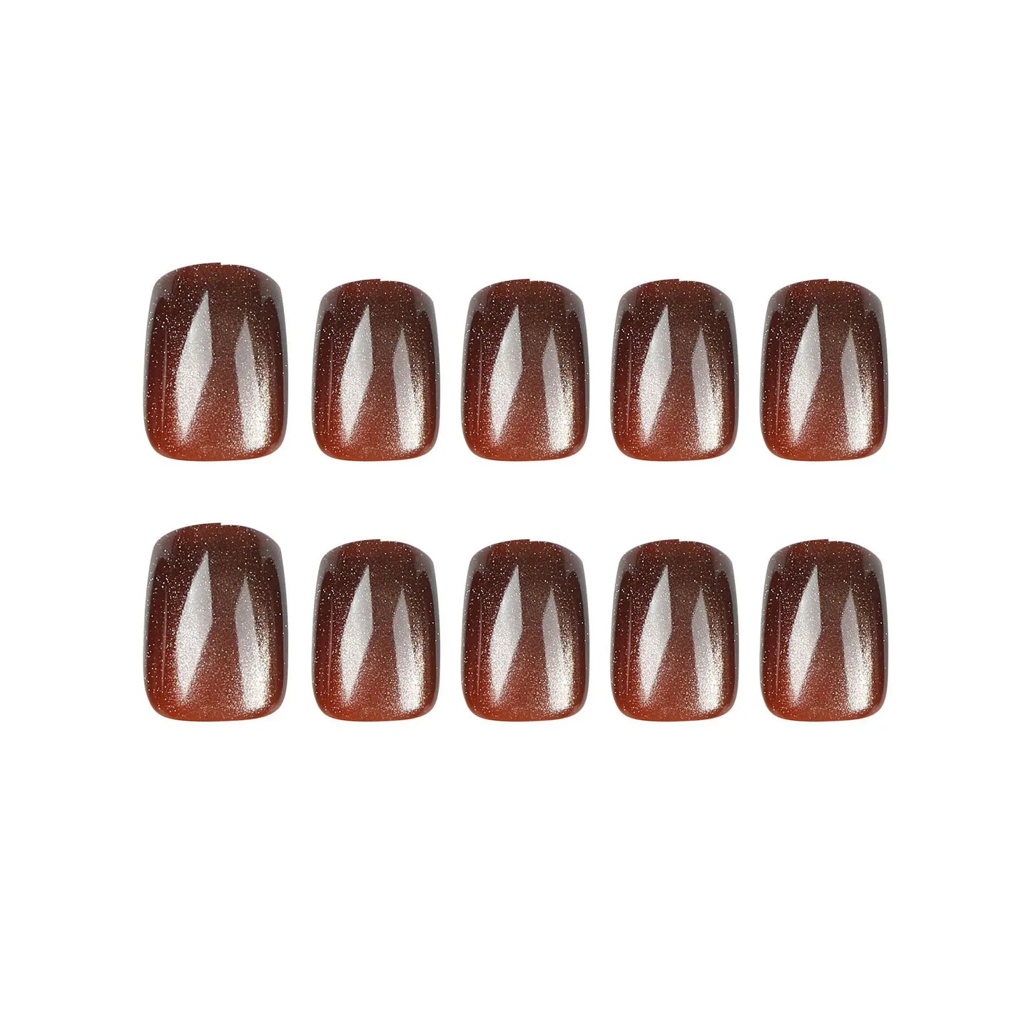 24pcs/set cat eyes fake nails for women girls red brown green blue grey sparkling short tips faux ongles press on false nail