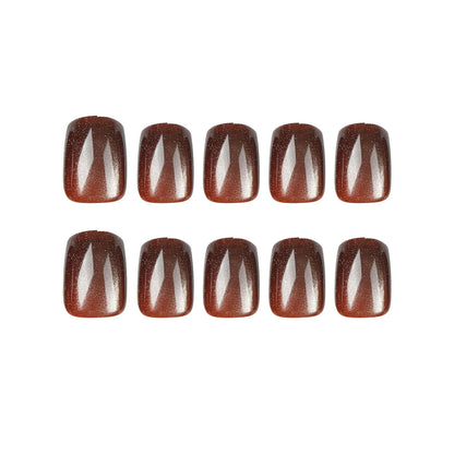 24pcs/set cat eyes fake nails for women girls red brown green blue grey sparkling short tips faux ongles press on false nail