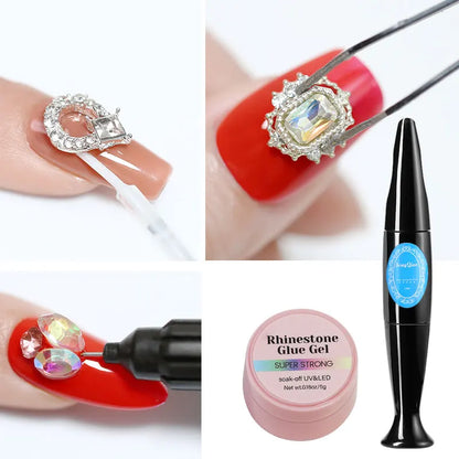 No Wipe Strong Nail Glue Rhinestone Nail Gel Adhesive For DIY Nail Art Gems Jewelry False Nails Extension Glue Stick The Drill