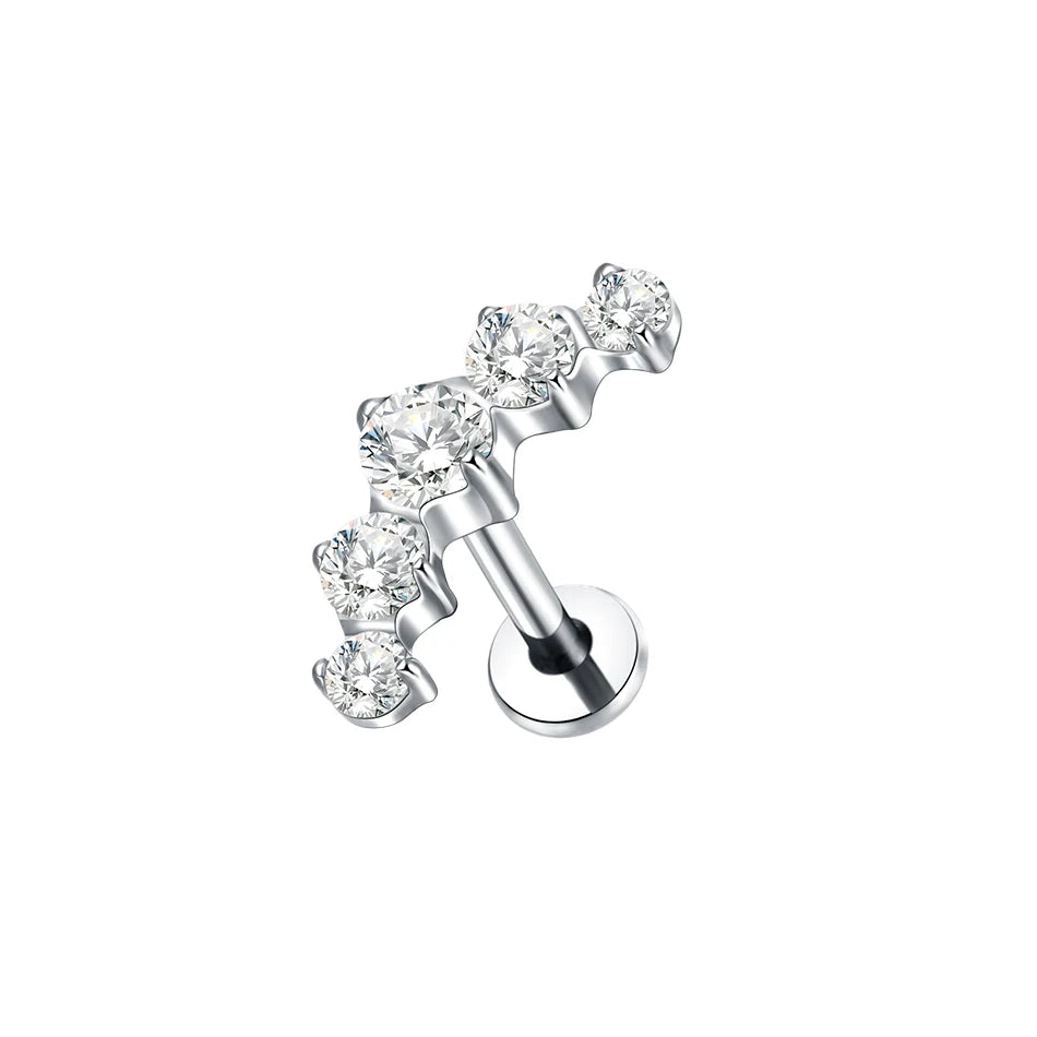 1Pc G23 Titanium Ear Tragus Cartilage Helix Daith Piercing Stud Earrings for Women Internal Thread Labret Piercing Lip Ring 16G
