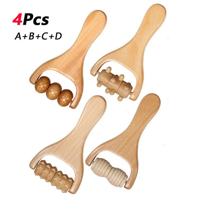 2/4Pcs Wooden Massage Roller,Instantly Self Massage Waist Thigh, Leg, Hands Full Body Roller Tool Massager DIY Maderotherapy