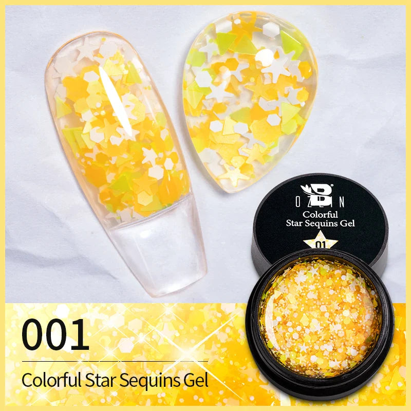 BOZLIN 5ml Sparkling Chameleon Mica Shell Gel Polish Colorful Sequins Manicure Semi Permanent Soak Off Nail Art Gel Varnish