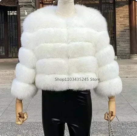 Women's Fashion faux fur coat super hot Autumn Winter women short Faux fox fur fluffy jacket high quality 5xl Ladies furry coats