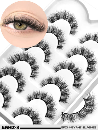 3D Mink Lashes Cat Eyelashes Fluffy Wispy Volume Lashes Natural Feathery Effect Lightweight Flexible Band Fake Lashes