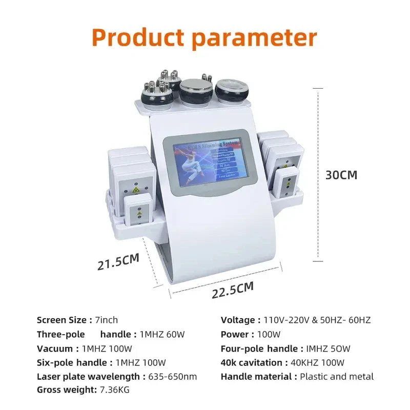 2025 NEW 6 In 1 Kim 8 Adjustable 40K ipo Laser Vacuum Cavitation Machine Ultrasonic Radio Frequency Facial Body Shaping 2025