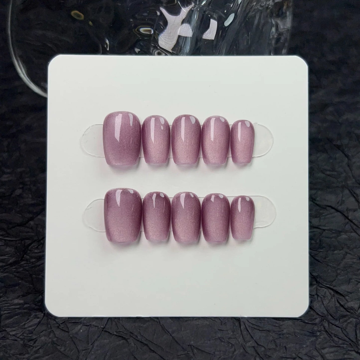10Pcs Short Handmade Light Green Press On Nails Cat Eyes Pure Ballerina Decoration Wearable False Nails Full Cover Nail Tips Art