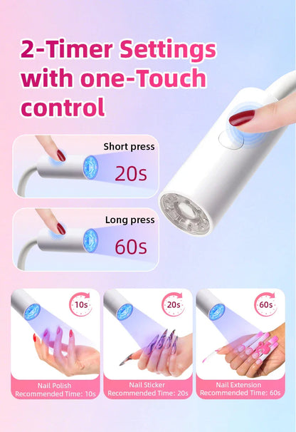 UV LED Light for Nails Polish Drying Lamp 360° Flexible Clip-on Desk Clip Mini USB Portable Nail Dryer Manicure Salon Tools