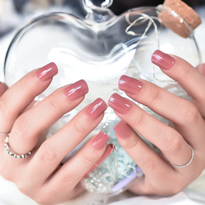 IMABC  Press On False Nails 24pcs Short Square Soft Gel Nails(Soft Acrylic Material) 4 Colors For Women And Girls Fashion