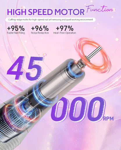 DianaBeauty 45000RPM Rechargeable Nail Drill Machine Desktop Polishing Machine Electric Nail File 1800mAh Battery Nail Tools