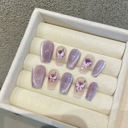 10Pcs French Handmade Press on Nails Candy Color Fake Nails Wearable Stick-on Nails False Nail Uñas Postizas Накладные Ногти 네일팁