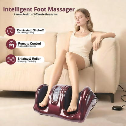 Foot Massager Shiatsu with Kneading, Rolling and Air Compression, Relieves Plantar Fasciitis and Revitalizes Tired Feet