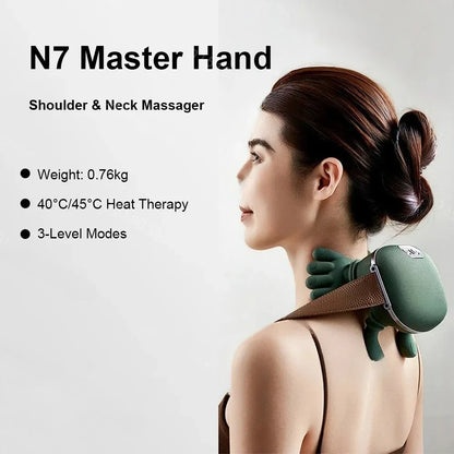 Neck Shoulder Massager Deep Tissue Shiatsu Back Cervical Massage Machine Bionic Heated Fatigue Relief Relax Muscle ﻿3-Level ﻿