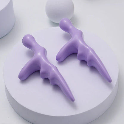 Purple T-Acupressure Massager Thumb Finger Press Trigger Point Relief Fatigue Full Body Deep Hand Held Reflexology Tool Relaxed