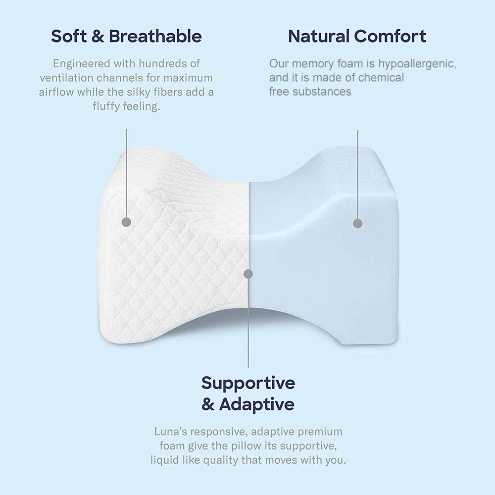 Memory Foam Knee Pillow Back Support Align Spine Pregnancy Body Pillows for Side Sleepers for Orthopedic Sciatica Back Leg Hip