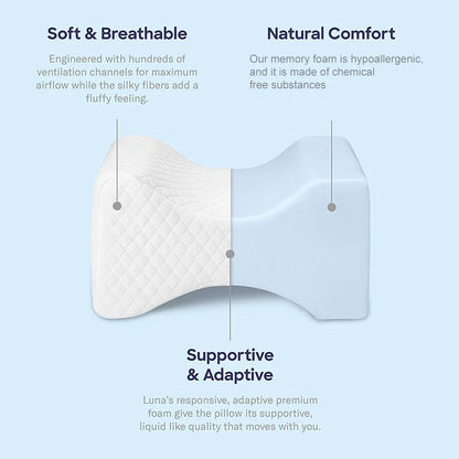 Memory Foam Knee Pillow Back Support Align Spine Pregnancy Body Pillows for Side Sleepers for Orthopedic Sciatica Back Leg Hip