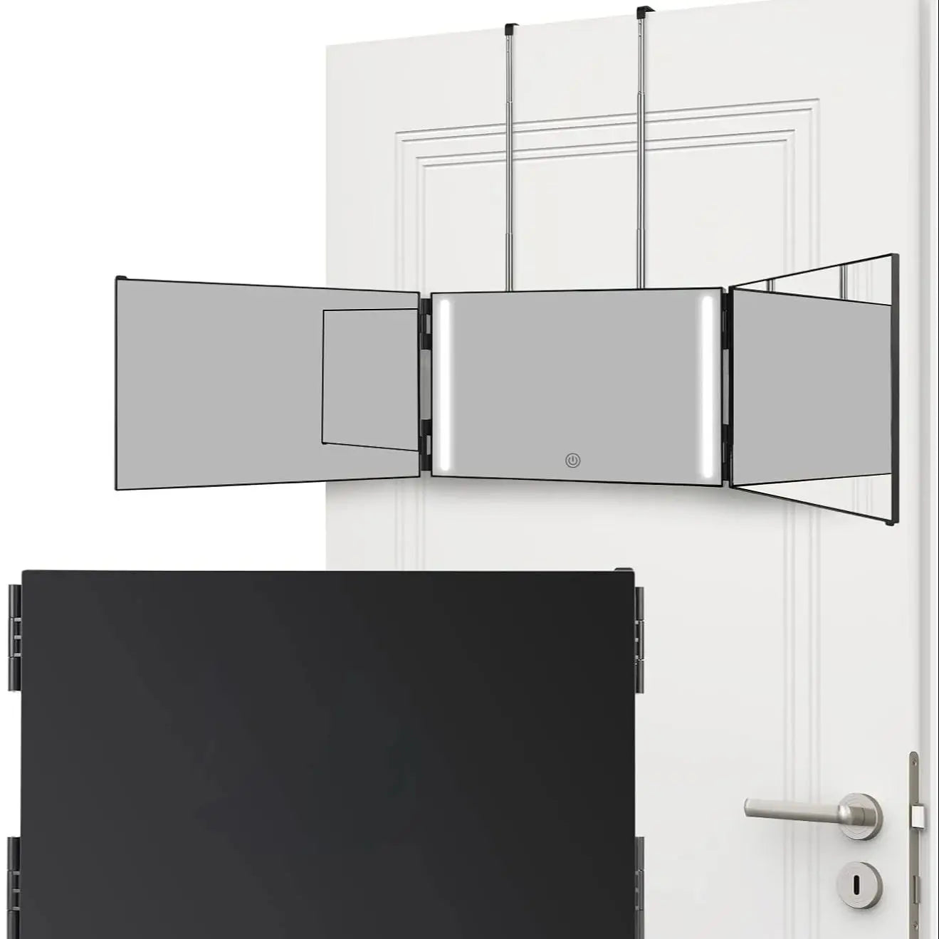 LED Mirror Trifold Self Haircut Mirror With Light Adjustable Height 3 Way Self Haircut Mirror Hd Glass 3 Way Mirror LED Lights
