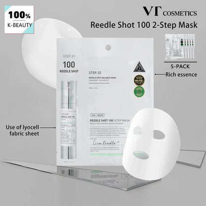 VT Reedle Shot 100 2-Step Mask*5pieces,Intensive Repair Mask,Hydrating Brightening Mask,Keratin Care Mask,K-Beauty,Korean Makeup
