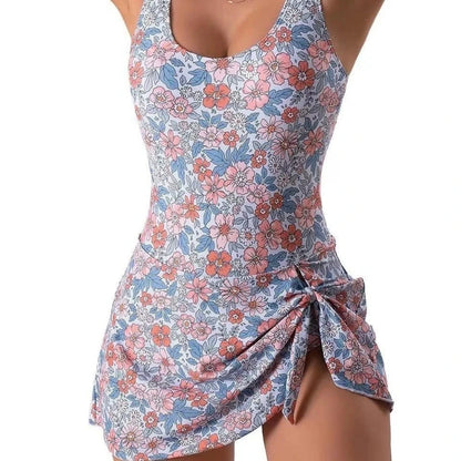 Swimsuit Women, One-piece Skirt Sexy Slim Print One-piece Swimsuit Women
