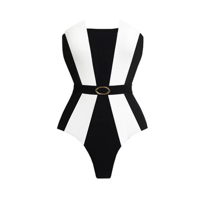 2Pcs Striped Swimsuit With Long Skirt Sexy Women Bikini Push Up Swimwear Halter Biquini Female Bathing Suit Slimming Beachwear