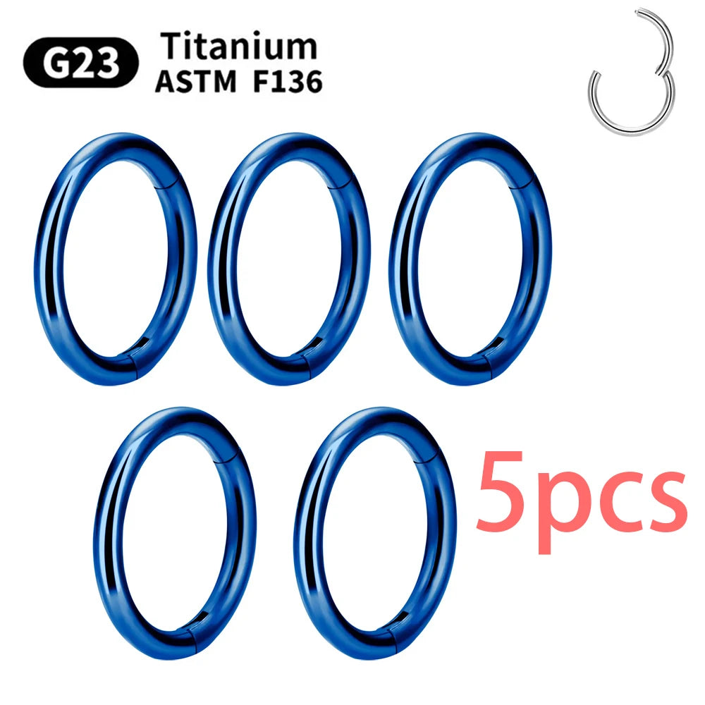 1/5Pcs Nose Rings G23 Titanium Lip Ring For Women And Men Piercing Jewelry Hoop Earrings Mixed Color Body Clips Hinged
