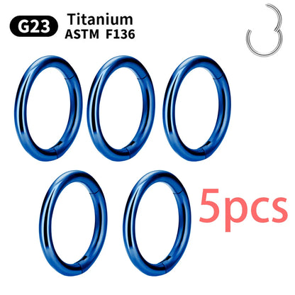 1/5Pcs Nose Rings G23 Titanium Lip Ring For Women And Men Piercing Jewelry Hoop Earrings Mixed Color Body Clips Hinged