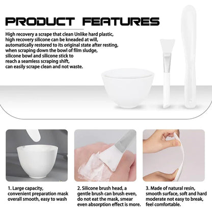 Facial Brush Mask Bowl Spoon Set Mask Brushes DIY Beauty Tools Cream Mud Film Adjusting Mixing Tool Skin Care Makeup Supplies