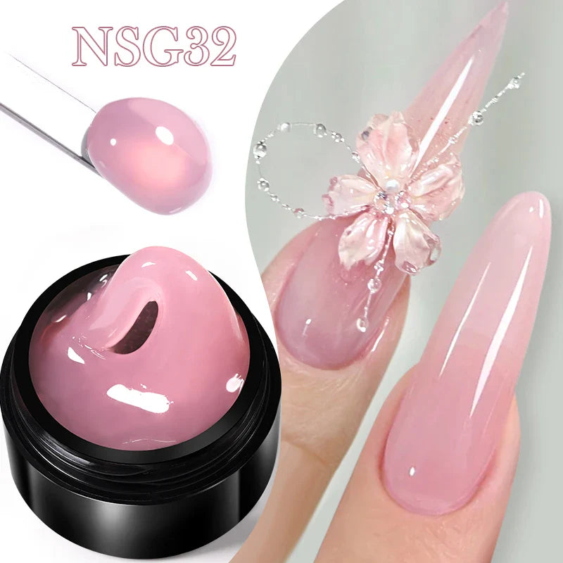 BORN PRETTY 15ml 3D Carving Jelly White Nude Non Stick Hand Solid Extension Nail Gel Polish Flower Acrylic Nail Art Building Gel