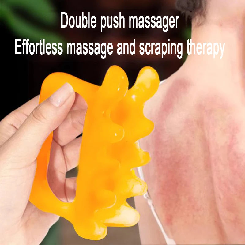 Dual-Push Meridian Spine Gua Sha Massage Handheld Face Resin Massager Release Tool Muscle Scraping Tool for Deep Tissue Therapy
