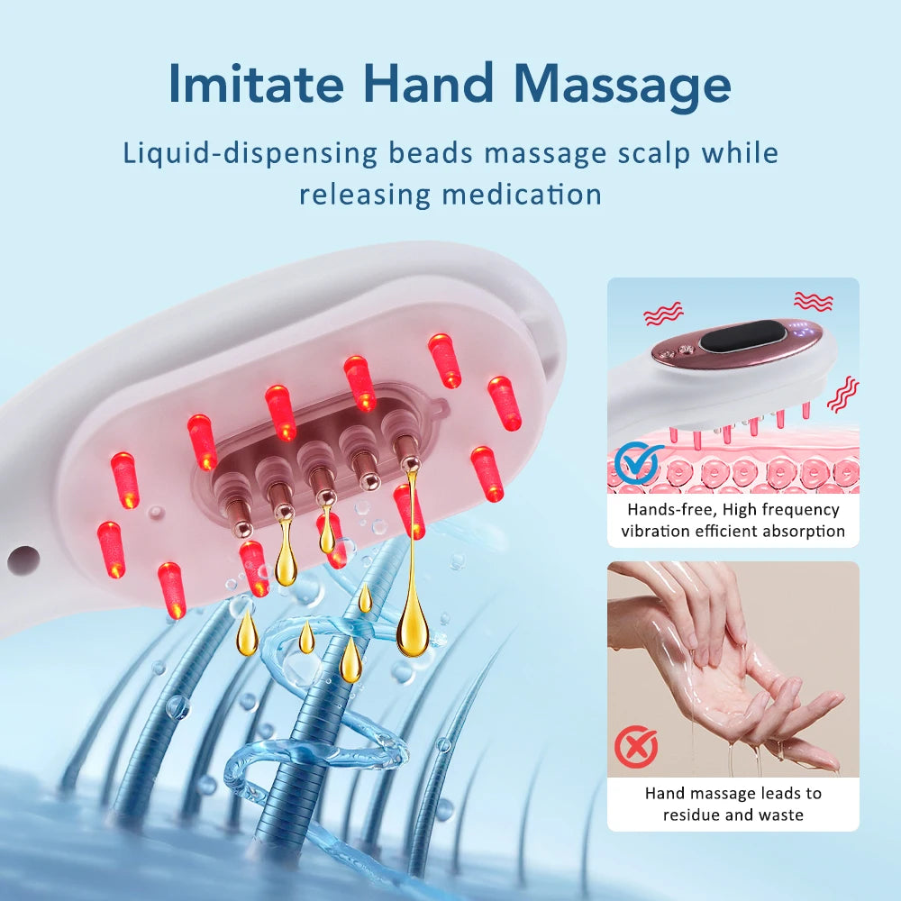 Blue Red Light Therapy Hair Growth Massage Comb Anti Hair Loss Liquid Comb Oil Scalp Applicator Vibration Head Massager Brush